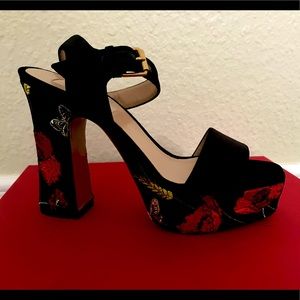 Valentino suede floral heels